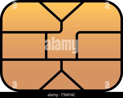 Gold EMV chip icon for bank plastic credit or debit charge card. Vector symbol illustration Stock Vector