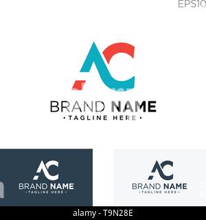 monogram initial ac, ac, ac logo template black color vector illustration - vector Stock Vector