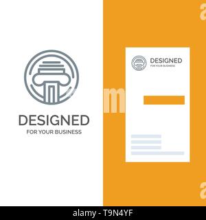Printer, Type, Typewriter, Writer Grey Logo Design and Business Card Template Stock Vector