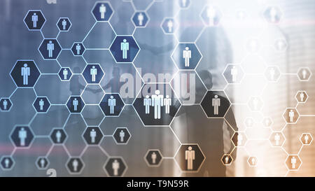 HR, Human Resources, Recruitment, Organisation structure and social network concept. Stock Photo