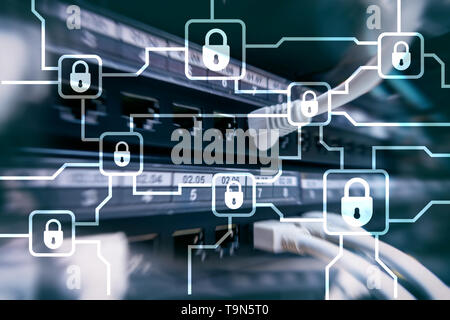 Blochain information encryption. Cyber security, crypto currency. Stock Photo