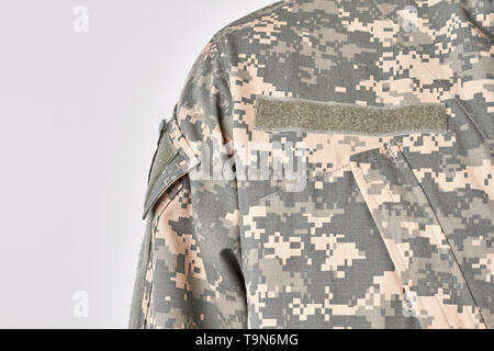 Shoulder of soldier uniform. Stock Photo