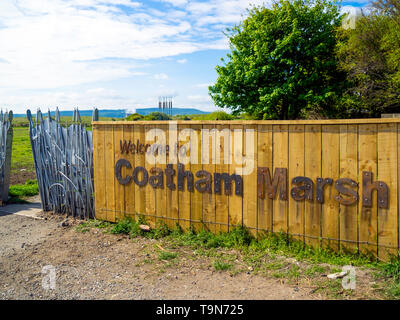 Warrenby entrance to the  Coatham Marsh Nature Reserve managed by the Cleveland Wildlife Trust in Spring Stock Photo