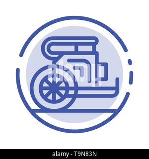Chariot, Horses, Old, Prince, Greece Blue Dotted Line Line Icon Stock Vector