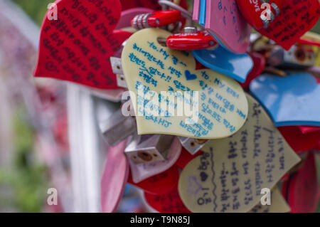 Locks of Love near Busan Tower - South Korea Stock Photo