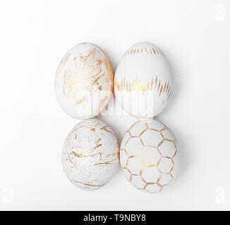 Beautiful Easter eggs on white background Stock Photo