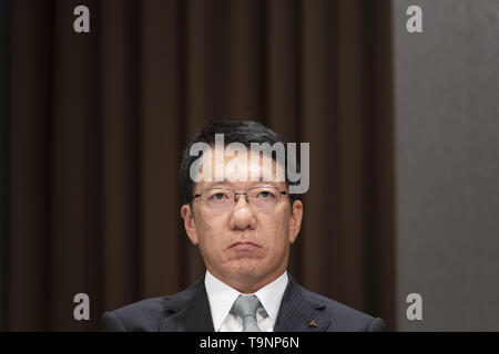 Tokyo, Japan. 20th May, 2019. Takao Kato President of PT Mitsubishi Motors Krama Yudha Indonesia attends a news conference. Mitsubishi Motors announced that its CEO Osamu Masuko will step down from his role after company's annual general shareholders meeting on June 21, 2019. Masuko will be replaced by Takao Kato, who is the president of Mitsubishi Motors Indonesia. Credit: Rodrigo Reyes Marin/ZUMA Wire/Alamy Live News Stock Photo