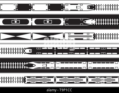 Passenger and freight railway transportation from above - vector illustration Stock Vector