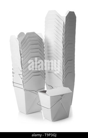 Takeaway boxes for food on white background Stock Photo