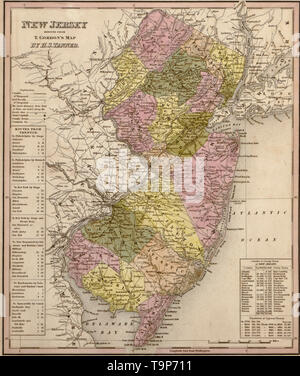 Map of New Jersey, 1844 Stock Photo