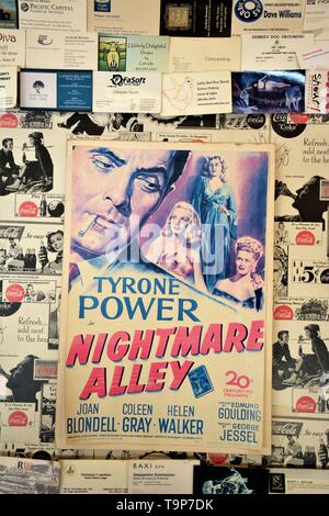 Poster for the 1947 film Nightmare Alley with Tyrone Power Joan Blondell Coleen Gran filmed in Chicago and Los Angeles a hit now on TV late night Stock Photo