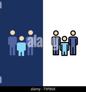 Family, Couple, Kids, Health  Icons. Flat and Line Filled Icon Set Vector Blue Background Stock Vector