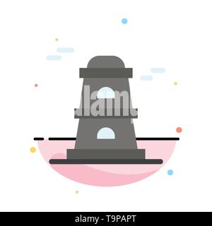 Observatory, Tower, Watchtower Abstract Flat Color Icon Template Stock Vector