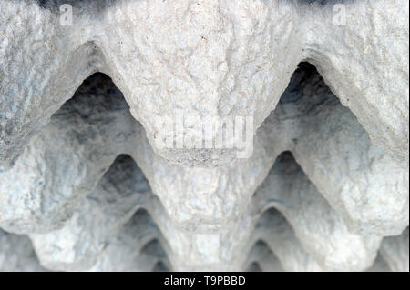 Underside of an Empty Biodegradable Molded Pulp Fiber Egg Carton Tray. Stock Photo