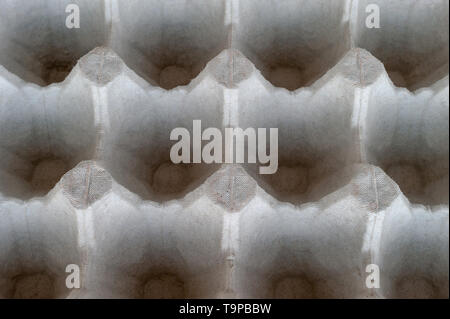 Top-Down View of an Empty Biodegradable Molded Pulp Fiber Egg Carton Tray. Stock Photo
