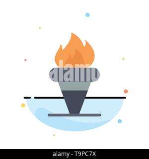Flame, Games, Greece, Holding, Olympic Abstract Flat Color Icon Template Stock Vector