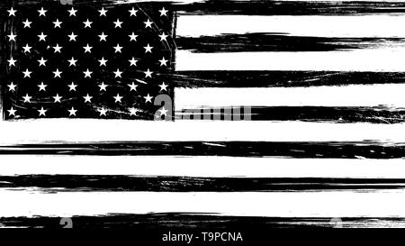 Vintage grunge USA black and white flag. Stock Vector