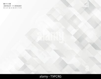 Abstract square geometric cube pattern technology design vector background. You can use for ad, poster, artwork, presentation, tech template. Stock Vector