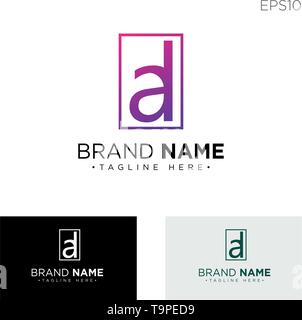 monogram initial ad, ad, ad logo template black color vector illustration - vector Stock Vector