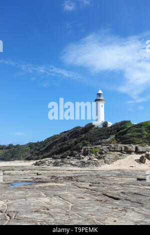 Norah Head Lighthouse is an important navigation beacon on the coast between Sydney and Newcastle. Construction started in 1901. - Norah Head Central  Stock Photo