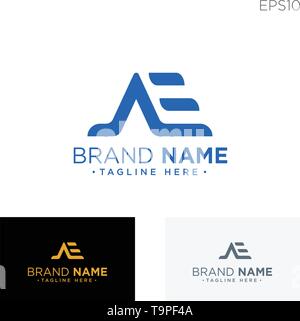 monogram initial ae, ae logo template black color vector illustration - vector Stock Vector