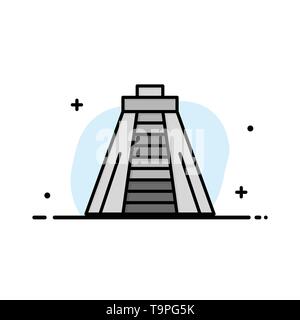 Chichen Itza, Landmark, Monument Business Logo Template. Flat Color Stock Vector