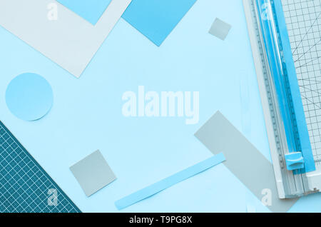Paper cut with tool in colorful with space background.Hobby decoration design Stock Photo
