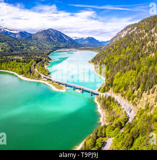 Amazing Bridge Over Accumulation Lake Sylvenstein, Upper Bavaria ...