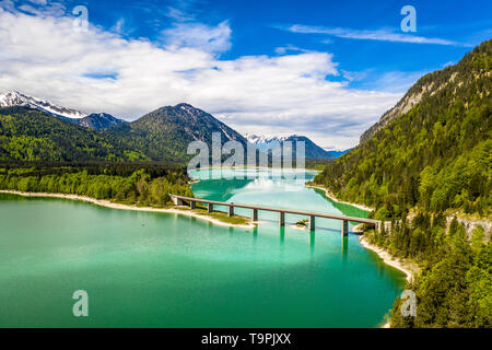 Amazing Bridge Over Accumulation Lake Sylvenstein, Upper Bavaria ...