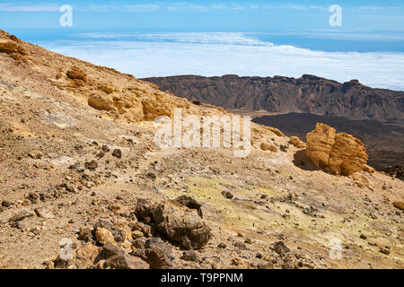 Top of the Mount Teide Volcanic scenery, Teide National Park, Tenerife, Spain. Stock Photo