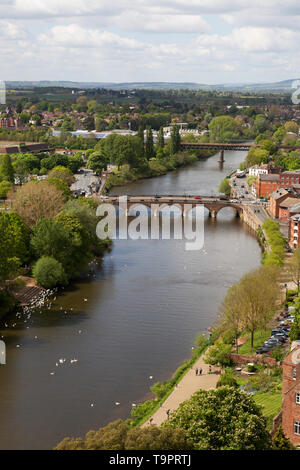 River Severn and Worcester Bridge at Worcester, Worcestershire UK Stock Photo