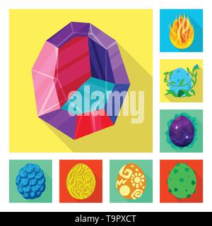 Isolated object of story and big logo. Collection of story and prehistoric stock symbol for web. Stock Vector