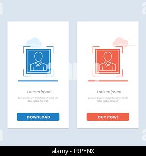 User, User ID, Id, Profile Image  Blue and Red Download and Buy Now web Widget Card Template Stock Vector