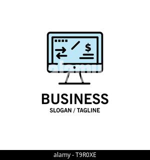 Tax Regulation, Finance, Income, Computer Business Logo Template. Flat Color Stock Vector
