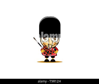 The soldier plays the bagpipes. Vector illustration Stock Vector
