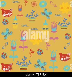 Cats seamless pattern. It is located in swatch menu, vector Stock Vector