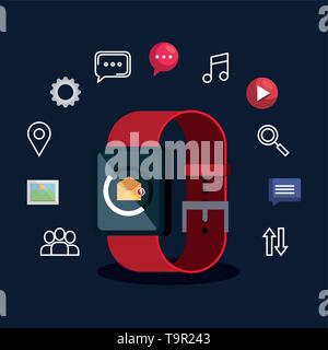 smartphone technology with digital social app Stock Vector