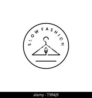 Linear Icon Slow Fashion. Vector Logo, badge for eco-friendly manufacturing. A symbol of the natural and quality clothes Stock Vector