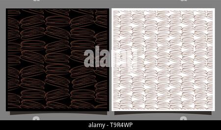 Macaroons seamless pattern. French chocolate macaroni on background. Brown countour on black and white background for packaging, cooking blog and wall Stock Vector