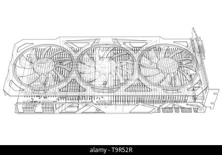 Gpu Card Outline. Vector Stock Vector