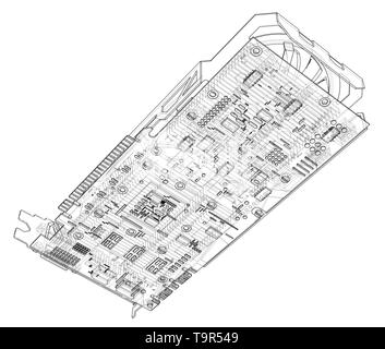 Gpu Card Outline. Vector Stock Vector