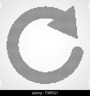 Arrow refresh, reload or rotation in Pixel art design. Vector illustration. Black circle arrow in flat style Stock Vector