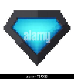 Diamond icon in Pixel art design. Vector illustration. Color Diamond icon isolated Stock Vector