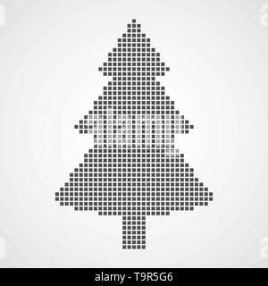 Christmas Tree icon in Pixel art design. Vector illustration. Black Christmas Tree icon in flat style Stock Vector