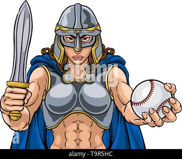 Viking Trojan Celtic Knight Baseball Warrior Woman Stock Vector