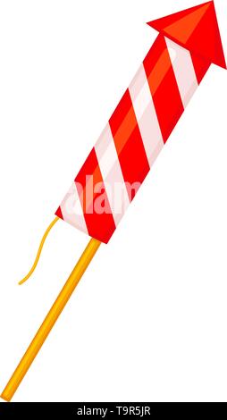 Colorful cartoon thin firework rocket Stock Vector