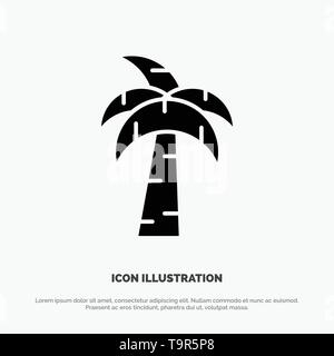 Palm, Tree, Brazil Solid Black Glyph Icon Stock Vector