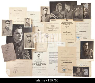A document collection belonging to Obersturmführer Friedrich Lindinger - graduate of the SS Junkerschule (Officer Academy) Tölz and member of the 2nd SS Panzer Division 'Das Reich' Extensive estate 20th century, Editorial-Use-Only Stock Photo