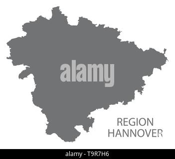 Region Hannover grey county map of Lower Saxony Germany DE Stock Vector