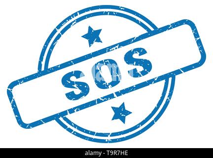 sos round vintage grunge stamp Stock Vector